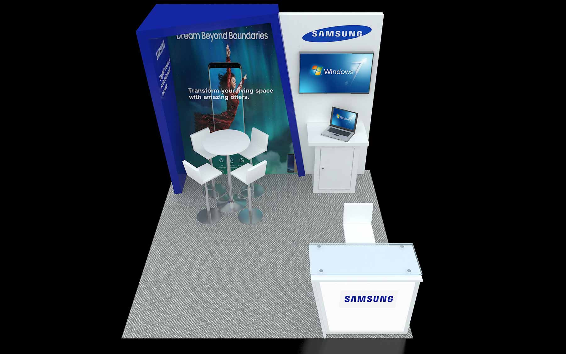 10X10 booth space Vsky expo design